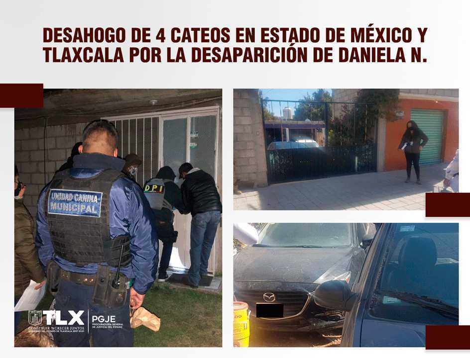 Desahogan PGJE y FGJEM 4 cateos por la desaparición de Daniela N.